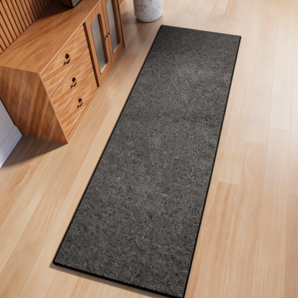 Black Pointillism Solid Non-Slip Washable Runner Rug