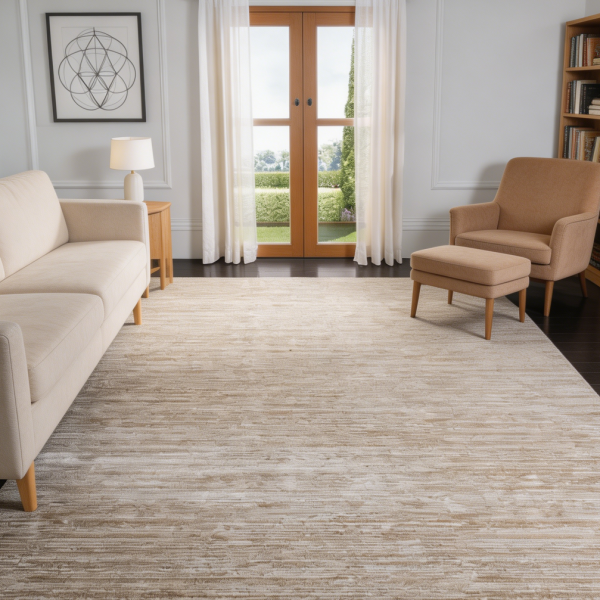 Cream Ombre Large Non-Shedding Easy Clean Area Rug