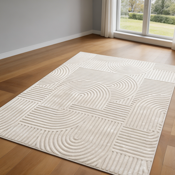 Beige Solid Ultra Soft Fluffy Non-Slip Washable Rug