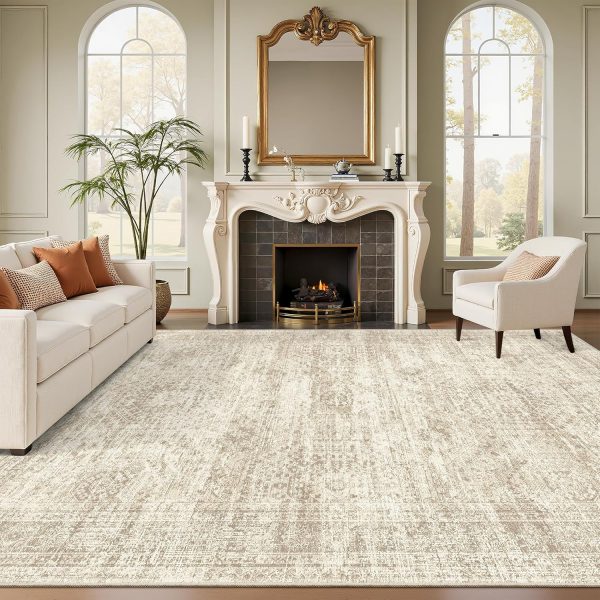 Beige Vintage Soft Stain Resistant Non-Slip Washable Rug